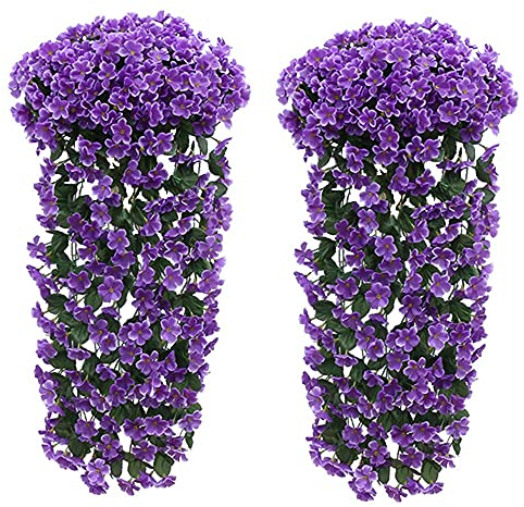 Fycooler Artificial Wisteria Vine Violet Ivy Flowers, Artificial Hanging Flowers Basket Lifelike Faux Wisteria Garland Plants for Outdoor Home Wedding Garden/Yard String Floral Decoration - 2X90cm