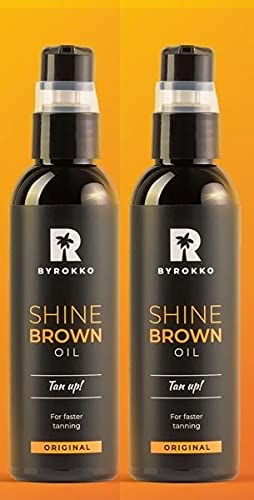Byrokko Shine Brown Oil Premium Fast Tan Accelerator XXL x 150 ml SUNBED & SUN, 100% natürliche Öle, 2 Flaschen