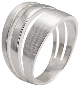 SILBERMOOS Damen Ring Fächerring Fächer Motiv breit matt glänzend Sterling Silber 925, Größe:60