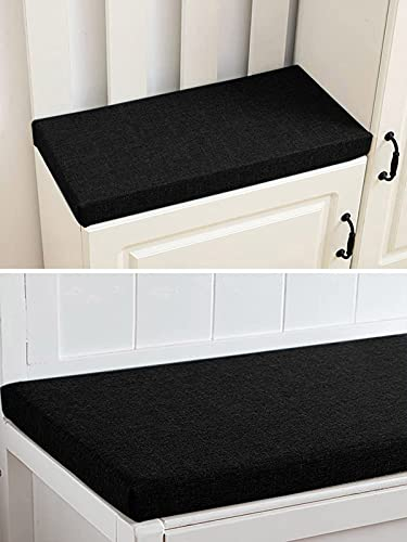 Gartenbank-Kissen für 2- und 3-Sitzer, für drinnen und draußen, 100 / 120 cm, Terrassenschaukel-Sitzauflage (80 x 40 x 5 cm, schwarz)