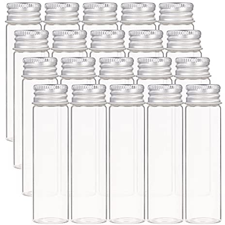 BENECREAT 20Pcs 20ml Versiegelte Glasflasche Mit Schraubverschluss Aus Aluminium Klare Flüssigkeitsprobe Fläschchen Für Pille Pulver Ornament Flaschen Bottle