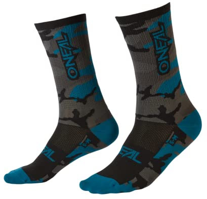 O'NEAL | Mountainbike Fahrrad Socken | Downhill Freeride | Schweißabsorbierend, gute Passform, hochwertige Materialien | MTB Performance Sock Camo V.22 | Unisex | Grau Blau Schwarz | 39-42