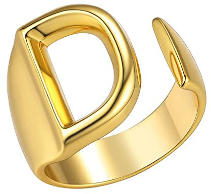 JewelryWe Herren-Ring Damen-Ring mit Gravur Buchstaben A-Z Kupfer Ring Alphabet Schmuck Gold