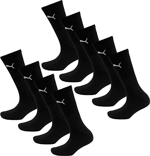 PUMA 9 Paar Everyday Crew Socken Sportsocken Tennis Socken Gr. 35-46 Unisex, Farbe:001 - Black, Socken & Strümpfe:39-42