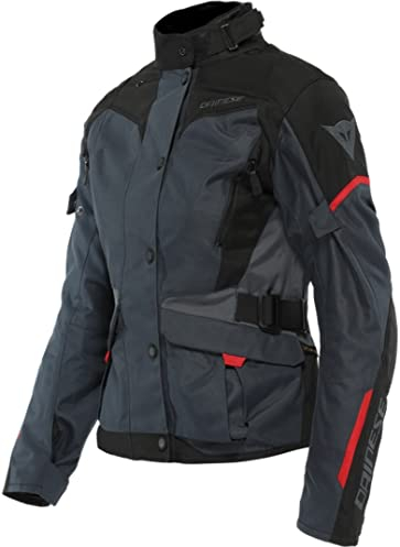 Dainese - Tempest 3 D-Dry Lady, Giacca da Donna Moto Touring, Giacca Impermeabile, Fodera Termica Rimovibile, Protezioni su Spalle e Gomiti, Ebano/Nero/Rosso Lava, 50