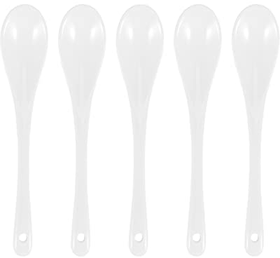 Aboiledy 5 Stück Mini, Kleine Keramik, Eierlöffel Lange, Teelöffel, Ceramic Spoon Porzellan, Mokkalöffel Kaffeelöffel Dessertlöffel Dip