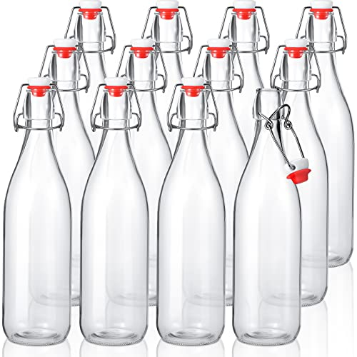 Confezione da 12 bottiglie in vetro flip top da 907,2 ml, da 1 litro, con tappo ermetico, per kombucha, bevande, birra, olio, aceto, acqua, soda, kefir