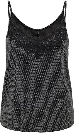 ONLY Damen Onlnew Carol S/L Glitter Mix Top Box JRS, Black/Detail:harlekin Silver, M