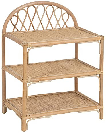 LOLAhome Estantería Rejilla de 3 estantes de Rattan Natural de 60x41x80 cm