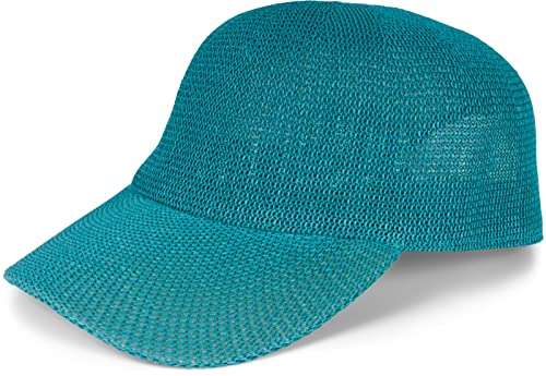 styleBREAKER Papierstroh Baseball Cap einfarbig | luftiges Sommer Basecap mit Metallschnalle verstellbar | Unisex Cap mit Schweißband für Damen und Herren, Farbe:Petrol