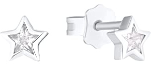Prinzessin Lillifee Ohrstecker 925 Sterling Silber Mädchen Kinder Ohrschmuck, mit Zirkonia synth., 0,5 cm, Silber, Stern, Kommt in Schmuck Geschenk Box, 2036554