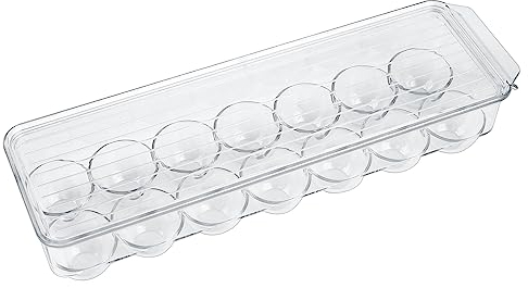 Eierbehälter für Kühlschrank, Eierhalter, Eierbox, Eier Aufbewahrungsbox mit Deckel & Griff, Eier Box Kunststoff Transparent für bis zu 14 Eier, Kühlschrank, Küche Gefrierschrank