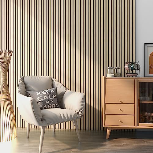 NEU.HOLZ Akustikpaneele Holz - Schalldämmung Wandpaneele in Holzoptik Eiche - Schallschutz Akustikplatten Wandverkleidung innen - Schallabsorber Paneele für Wand & Decke - Holzpaneele Wand 5,76 m²