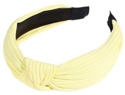 Whakano Bandeau pour femme, bandeau uni noué, bandeau pour cheveux, bijou de cheveux pour femmes et filles, large bandeau rétro, serre-tête pour femmes et filles, jaune clair