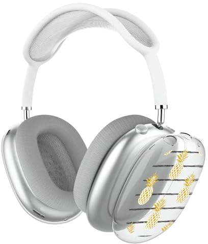 HIDAHE Hülle für AirPods Max Kopfhörer, Cute Soft TPU für AirPods Max Hülle, Transparente Abdeckung für Airpods Max, Schutzhülle für AirPods Max, Gold Ananas