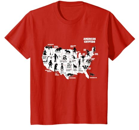 Cryptids US Map of America Cryptozoology Mystery Mythical T-Shirt