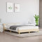 Rantry Bettgestell mit Kopfteil Bettrahmen Metallbett Bett Doppelbett Gästebett Einzelbett Jugendbett Bett Bettgestell für Schlafzimmer Gästezimmer Creme 140x190 cm Stoff