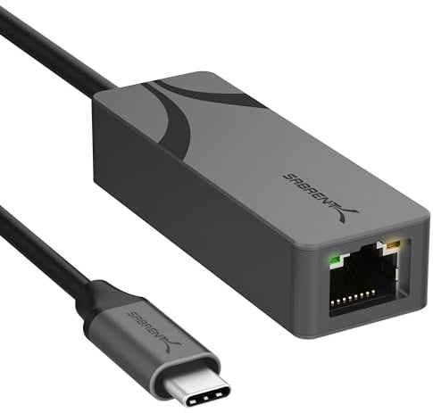 SABRENT Adaptateur USB C vers Ethernet 2,5 Gbit/s, Adaptateur USB C vers Gigabit Ethernet, Adaptateur USB C Portable en Aluminium, pour MacBook Pro, MacBook Air, iPad Pro 2018 et Versions ultérieures
