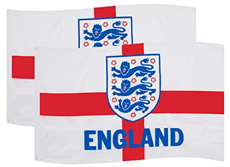 England FA Official Football Gift 3 Lions 5x3ft 2 Pack Crest Body Flag
