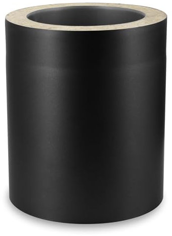 LANZZAS Extensión de tubo de humos de doble pared con aislamiento (250 mm, diámetro de 150/215 mm), color negro