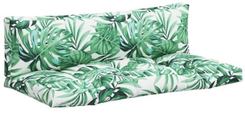 vidaXL Palettenkissen 2-TLG., Palettenpolster für Europaletten, Palettensofa Kissen Indoor Outdoor, Palettenauflage Sitzkissen Rückenkissen, Blattmuster Stoff
