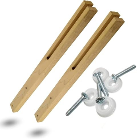MANCHESTER BEDS & UPHOLSTERY Universal Wooden Headboard Struts, Slotted Legs for Divan Bed Headboard Support & Pre-Drilled + Screws (24 / 61cm Standard)