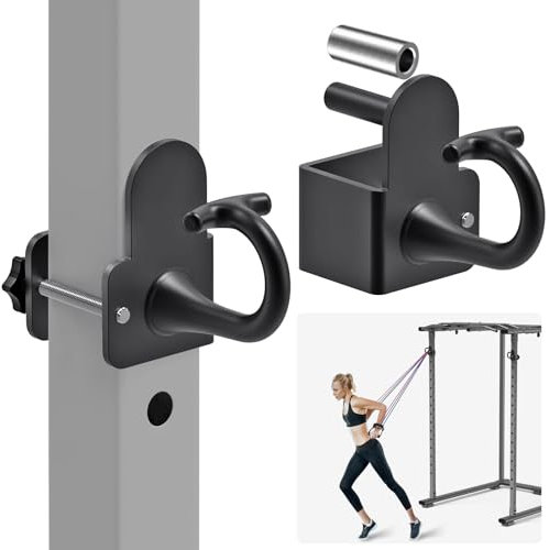 Kipika Anchor for Resistance Bands Fits 2 x 2 Power Rack with 5/8 or 1 Hole - Heavy Duty Steel Hooks with Rubber Pads for Home Gym Workouts, Strength Training,and Physical Therapy Exercise, 2 Pack