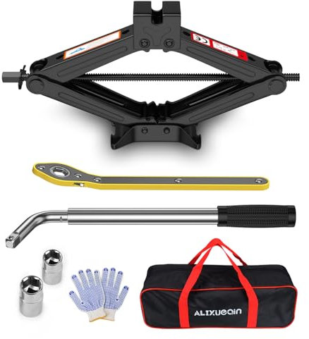 Wagenheber, 2 Tonnen (1,999.9 kg) Wagenheber Kit für Auto Auto SUV MPV Scherenwagenheber für Auto Reifenwechsel Kit Universal Auto Notfall Kit mit Lug Wrench