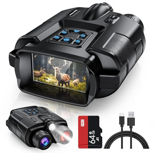 Diyimin 4K Nachtsichtbrille für Erwachsene, 600m Infrarot Nachtsichtfernglas mit 64GB Karte, Taktisches Licht, 8x Digitalzoom für Outdoor, Camping und