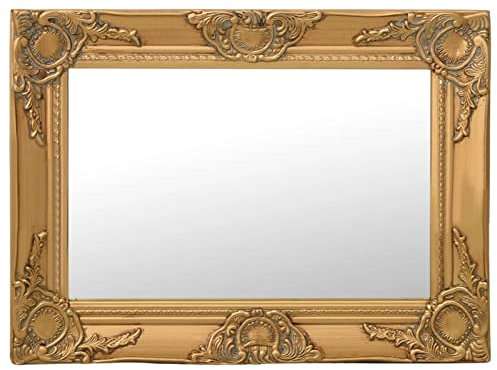 Xichuzi Wandspiegel im Barock-Stil 60 x 40 cm Golden, Wall Mirror, Spiegel Schlafzimmer, Garderobenspiegel, Spiegel Schmal, Badspiegel, Kosmetikspiegel, Dekorative Spiegel