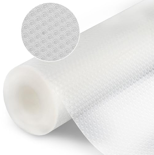 HAUSPROFI Schubladenmatte für Regale Schränke Schubladen Kühlschranke Hause Büro, 60x600cm Zuschneidbar, Transparent Weiß