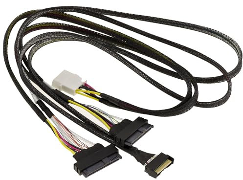 KALEA-INFORMATIQUE PCIe 5.0 Cable Cord with MCIO 8i 74 Pin Connectors to 2x SFF-8639 68 Pin U2 U3 Length 80 cm
