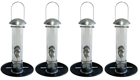 Selections Heavy Duty Aluminium Wild Bird Seed Feeders with Seed Catcher Trays - Pack of 4