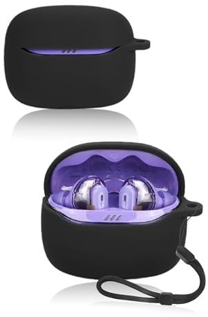 Funda protectora para auriculares Bluetooth JBL Tune Beam 2 Wireles, funda de silicona suave con impermeable, a prueba de golpes y resistente a los arañazos, ideal para protección diaria, color negro