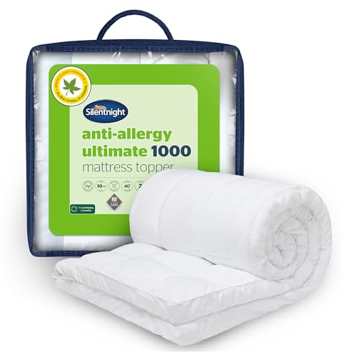 Silentnight Anti Allergy Ultimate Mattress Topper - Cloud-Like 10cm Depth for Comfort - Against Bacteria and Odour Ideal for Allergy and Asthma Sufferers - Quilted Cover and Fit Straps, Super King