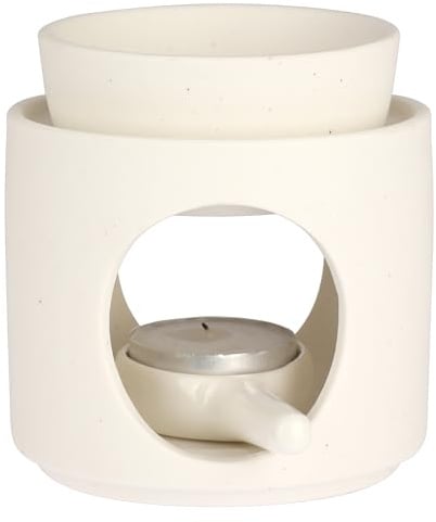 BSTKEY Keramik-Wachsbrenner, Duftlampe für ätherische Öle, dekorativer Zylinder-Teelicht-Kerzenbrenner, Aroma-Diffusor mit kleinem Kerzenlöffel für Zuhause, Spa (weiß)