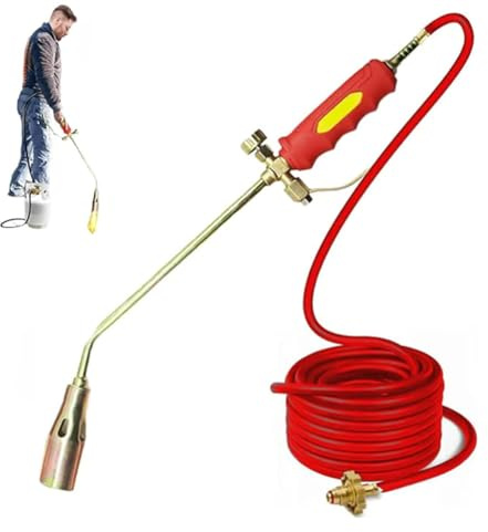 Nuovo kit bruciatore per erbacce a propano, bruciatori a gas con tubo flessibile da 2 m, controllo della fiamma e accenditore a pulsante, per diserbo di giardini, ghiaccio, neve e strade (30)