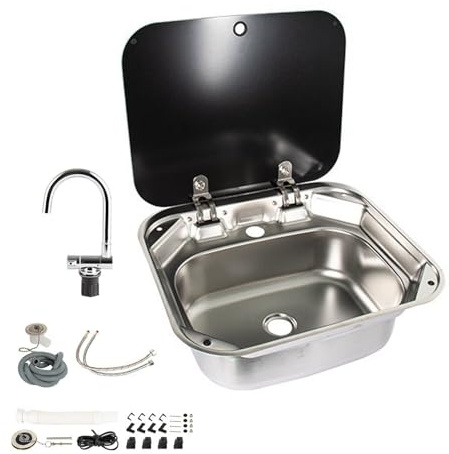 Camping Waschbecken,Camping Spüle,Spüle Bausatz, Einzelne Schüssel Wohnwagen Waschbecken Set, Spülbecken Für Wohnmobile