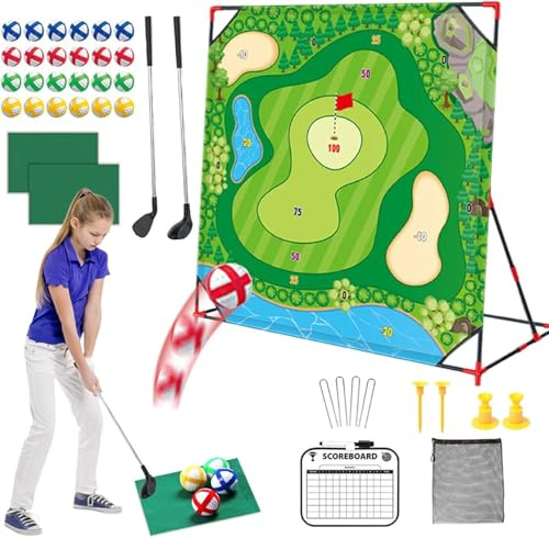 Golf Battle-spelsset för inomhus och utomhus – för barn och vuxna, med svingmatta, målvägg och puttränare – främjar aktivt spel, koordination och golffärdigheter