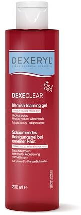 Dexeryl® DEXECLEAR Schäumendes Reinigungsgel bei unreiner Haut 200ml | Mit 2 % Salicylsäure, Reinigung befreit Poren, reduziert überschüssigen Talg und Mitesser, seifenfrei, ohne Duftstoffe
