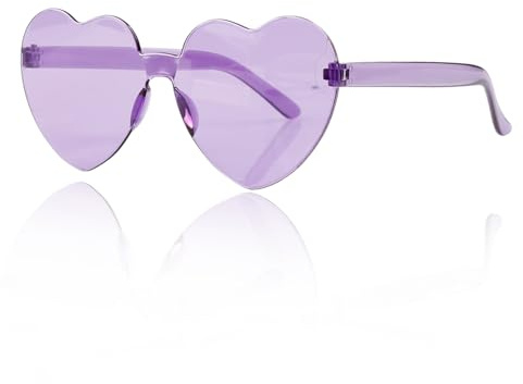 Hopzab Lunettes de soleil en forme de cœur, sans monture - Transparentes - Couleur bonbon - Pour fête d'anniversaire, été, extérieur, cosplay
