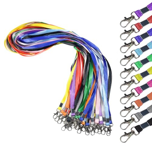30 Stück Schlüsselbänder Bunt, 10 Farben schlüsselband zum Umhängen, Nylon Lanyards mit Karabiner, Umhängeband Schlüsselband für ID-Karte, Ausweishalter, Schlüssel, Trillerpfeifen