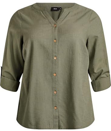 Zizzi Damen Große Größen Shirt Bluse V-Neck 3/4 Ärmel Größe Gr XL Thyme