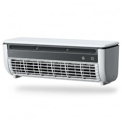 Ameble Rechargeable 6000mAh Mini Air Conditioner & Cooling Fan, No-Drill Wall-Mounted Mist Cooler, Air Conditioner for Home Office Bedroom, White