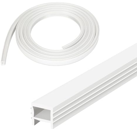 UUGRO 3M 10x10mm LED Profil Silikon für Akustikpaneele, Weiß Flexibel LED-Streifen Diffusor Kanal, DIY-Abdeckung für LED Leisten für Decke Wand Schrank Beleuchtung (Ohne Rand)