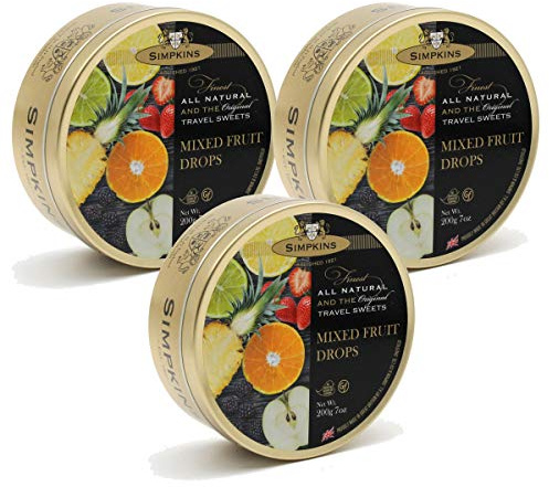 Simpkins Mixed Fruit Travel Sweets 200g Tin (Pack of 3)