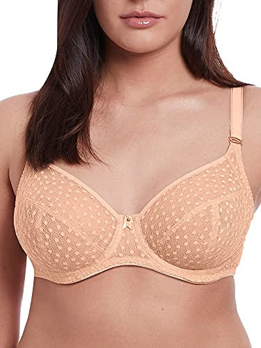 Freya Women's Starlight Underwire Side Support Bra Plunge, Semi-Sheer, Caramel, 34E