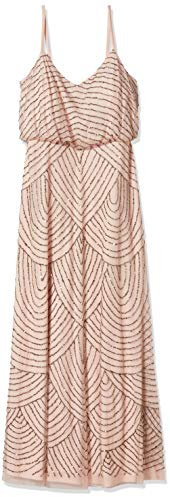 Adrianna Papell Robe Longue en Perles, Rose poudré/doré, 48 Femme
