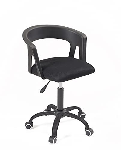 KAYELLES Chaise de Bureau compacte et Design, siège Textile Mesh Respirant rembourré, Dossier avec accoudoirs, Hauteur réglable, pivotant à 360°, roulettes Souples, Pied métal AYA (Noir)