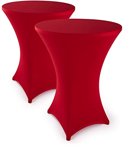 Blumtal Stretch Stehtisch Hussen Bügelfrei - Oeko -TEX zertifizierte Tischhussen für Stehtische Ø 60 – 65 cm - Verstärkung im Fußbereich - waschmaschinengeeignet - Rot
